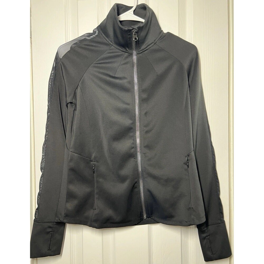 Apana Women’s Full Zip Athletic Jacket Black Size S Yoga Run Gym Thumbholes
